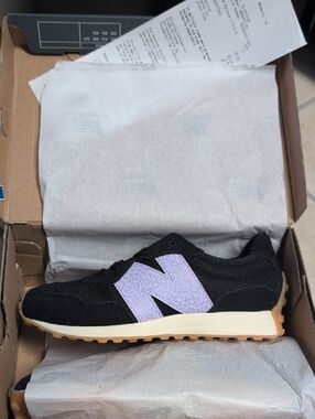 New Balance Black Sneaker with Lavender 'N' Accent and Gum Sole
